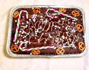 Personalised Christmas brownie traybake